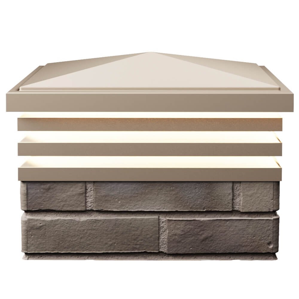 Колпак Zking Бона ХайТек Бежевый на столб 1.5х1.5 кирпича (385х385мм) с подсветкой в Туймазах фото