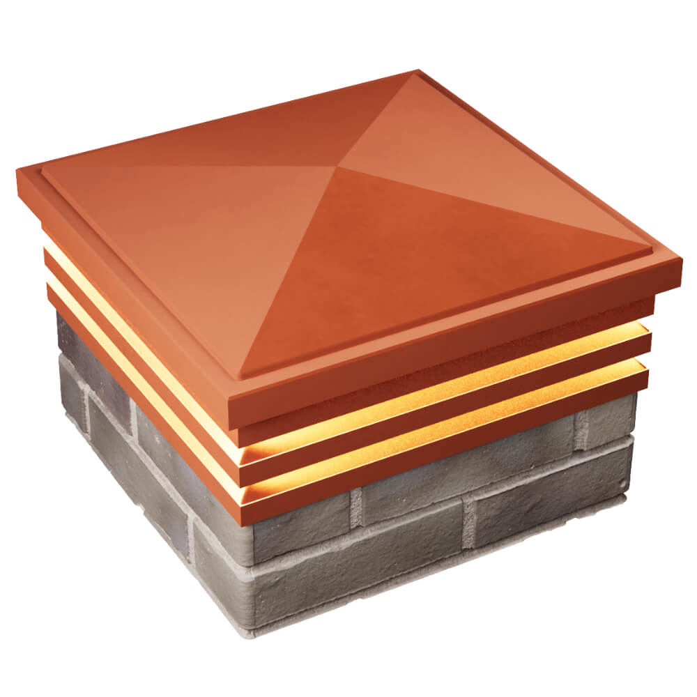 Колпак Zking Бона ХайТек Красный на столб 1.5х1.5 кирпича (385х385мм) с подсветкой в Туймазах фото