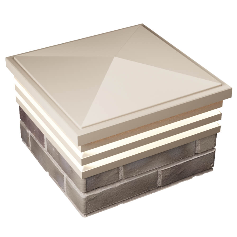 Колпак Zking Бона ХайТек Бежевый на столб 1.5х1.5 кирпича (385х385мм) с подсветкой в Туймазах фото