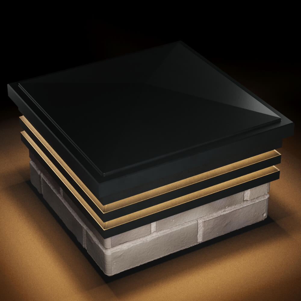 Колпак Zking Бона ХайТек Черный на столб 1.5х1.5 кирпича (385х385мм) с подсветкой в Туймазах фото