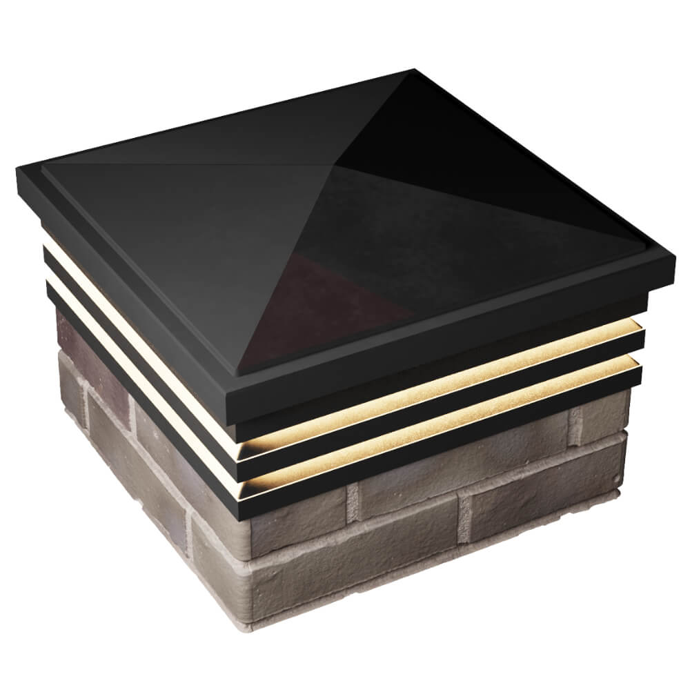 Колпак Zking Бона ХайТек Черный на столб 1.5х1.5 кирпича (385х385мм) с подсветкой в Туймазах фото