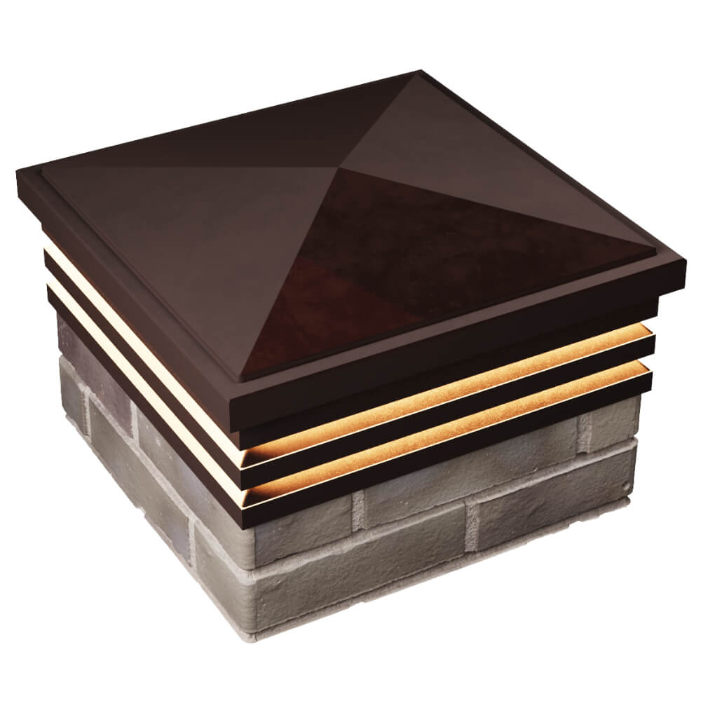 Колпак Zking Бона ХайТек Коричневый на столб 1.5х1.5 кирпича (385х385мм) с подсветкой в Туймазах фото