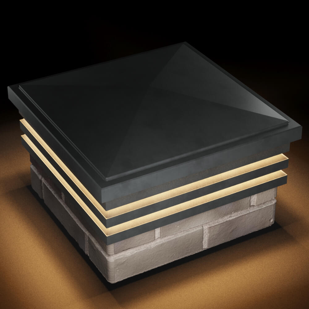 Колпак Zking Бона ХайТек Серый на столб 1.5х1.5 кирпича (385х385мм) с подсветкой в Туймазах фото