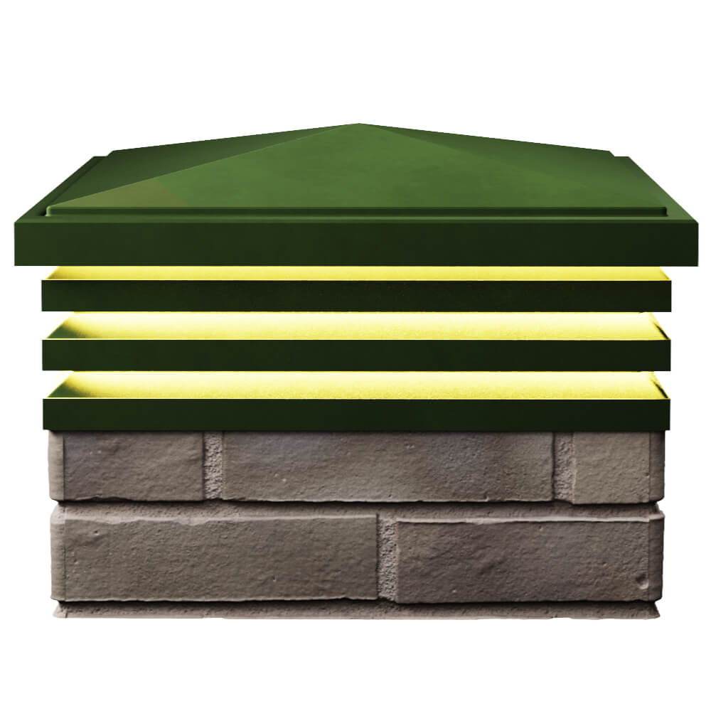 Колпак Zking Бона ХайТек Зеленый на столб 1.5х1.5 кирпича (385х385мм) с подсветкой в Туймазах фото