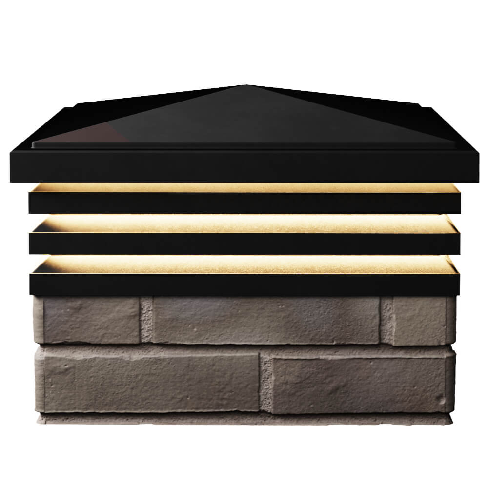 Колпак Zking Бона ХайТек Черный на столб 1.5х1.5 кирпича (385х385мм) с подсветкой в Туймазах фото