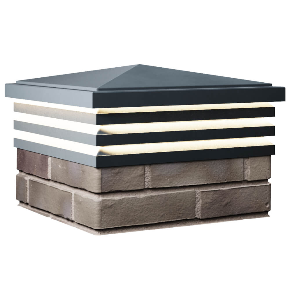 Колпак Zking Бона ХайТек Серый на столб 1.5х1.5 кирпича (385х385мм) с подсветкой в Туймазах фото