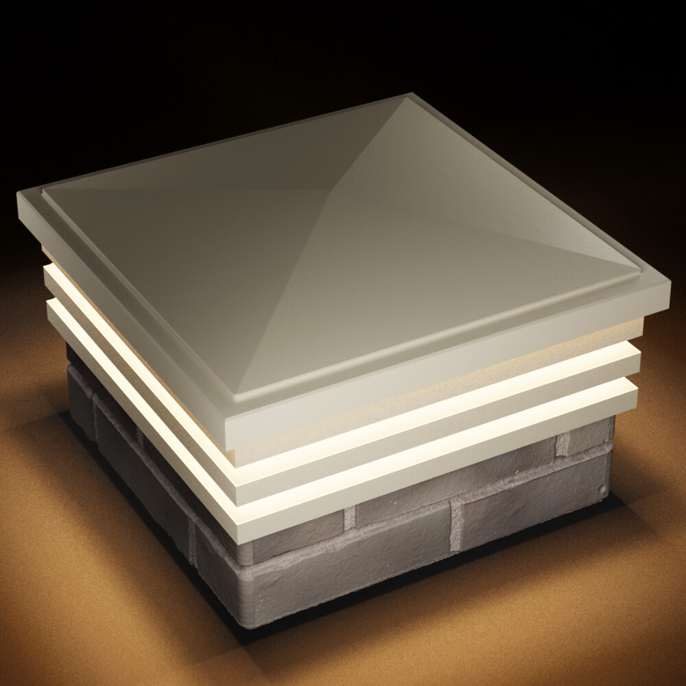 Колпак Zking Бона ХайТек Бежевый на столб 1.5х1.5 кирпича (385х385мм) с подсветкой в Туймазах фото