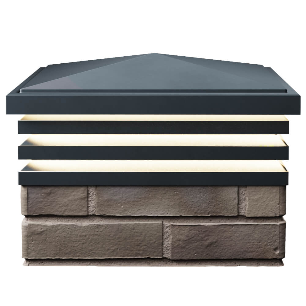 Колпак Zking Бона ХайТек Серый на столб 1.5х1.5 кирпича (385х385мм) с подсветкой в Туймазах фото