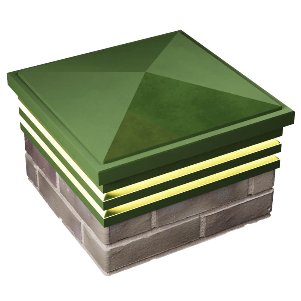 Колпак Zking Бона ХайТек Зеленый на столб 1.5х1.5 кирпича (385х385мм) с подсветкой в Туймазах фото