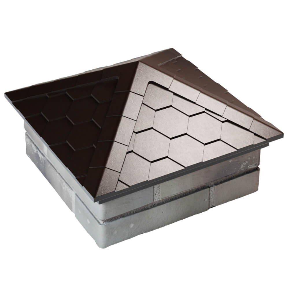 Колпак Zking Эверест Коричневый на столб 1.5х1.5 кирпича (390х390мм) в Туймазах фото