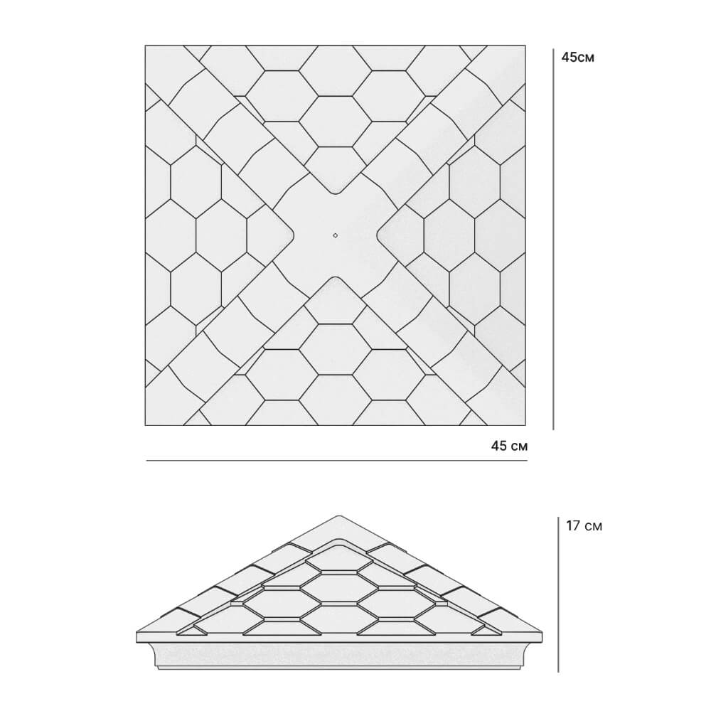 Колпак Zking Эверест Серый на столб 1.5х1.5 кирпича (390х390мм) в Туймазах фото
