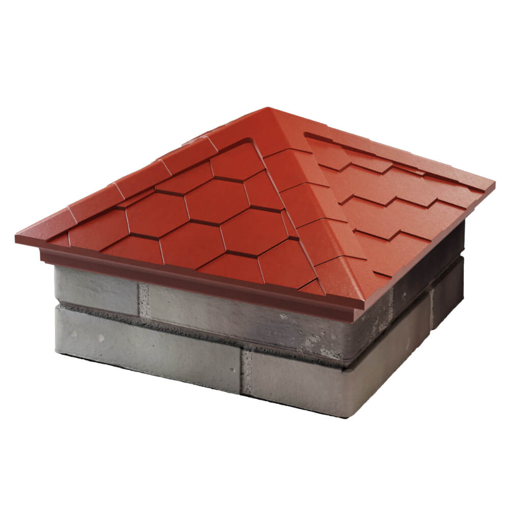 Колпак Zking Эверест Красный на столб 1.5х1.5 кирпича (390х390мм) в Туймазах фото