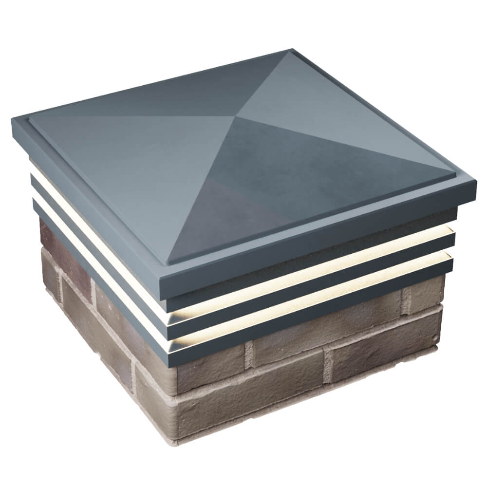 Колпак Zking Бона ХайТек Серый на столб 1.5х1.5 кирпича (385х385мм) с подсветкой в Туймазах фото