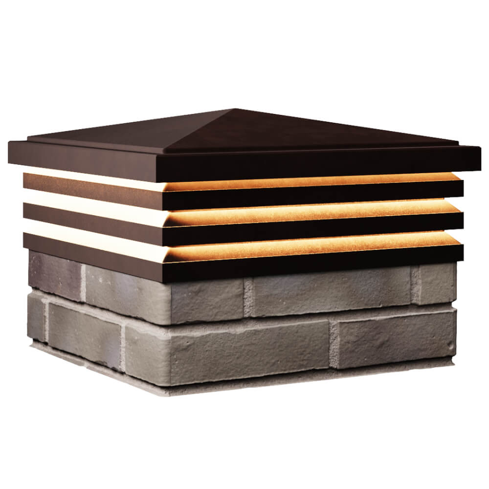 Колпак Zking Бона ХайТек Коричневый на столб 1.5х1.5 кирпича (385х385мм) с подсветкой в Туймазах фото