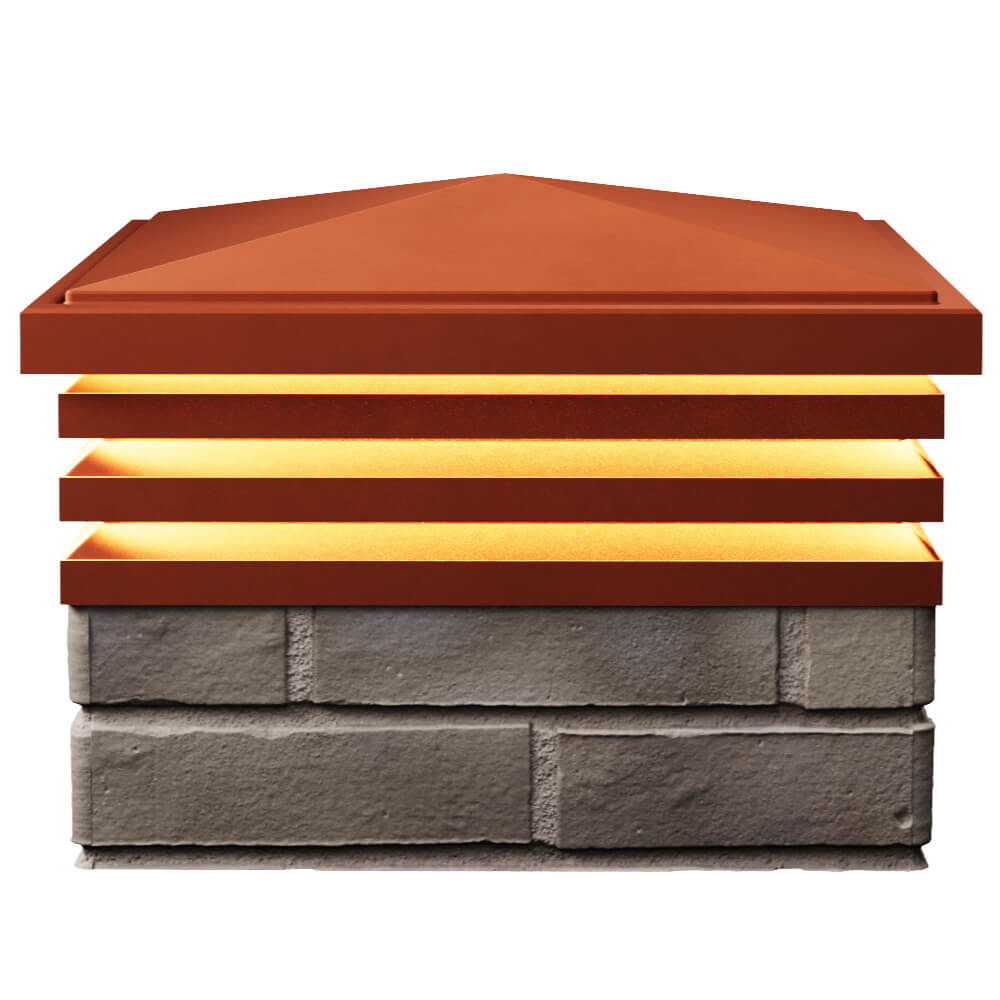 Колпак Zking Бона ХайТек Красный на столб 1.5х1.5 кирпича (385х385мм) с подсветкой в Туймазах фото