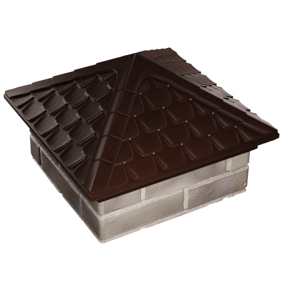 Колпак Zking Эльбрус Коричневый на столб 1.5х1.5 кирпича (385х385мм) в Туймазах фото