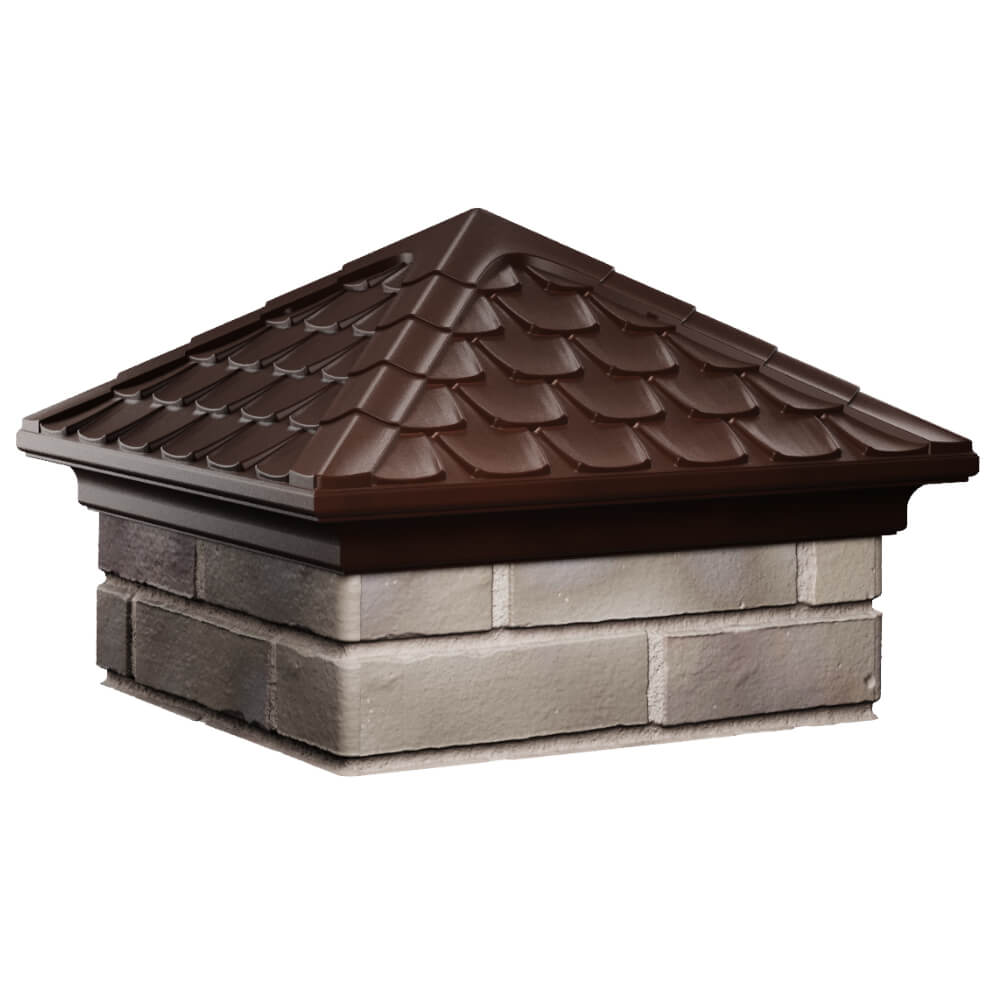 Колпак Zking Эльбрус Коричневый на столб 1.5х1.5 кирпича (385х385мм) в Туймазах фото