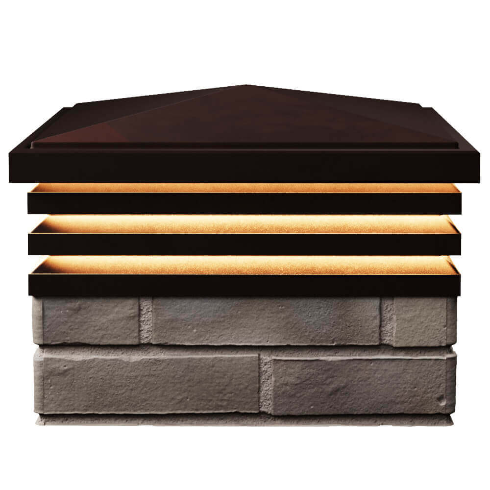 Колпак Zking Бона ХайТек Коричневый на столб 1.5х1.5 кирпича (385х385мм) с подсветкой в Туймазах фото